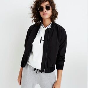 Madewell Black Bomber Jacket with Ribbed Trim